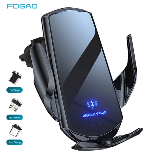 Automatic Car Wireless Charger Holder 15W Fast Charger Magnetic Type C USB